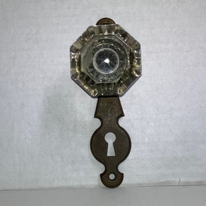 Antique Glass Door Knob and Brass Keyplate Wallhanger