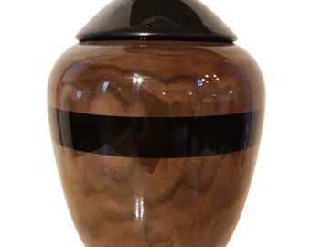 Rich Dark Elegance Urn Walnut, Hand-crafted, Signed Original