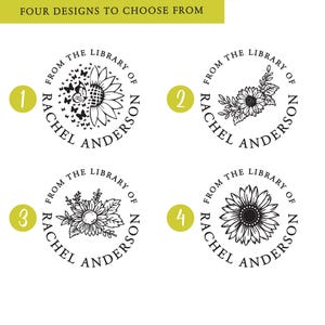EMBOSSER LIVRE TOURNESOL - embosseuse tournesol personnalisée, embosseuse monogramme tournesol, tampon de bibliothèque tournesol, cadeau tournesol Ex Libris 144