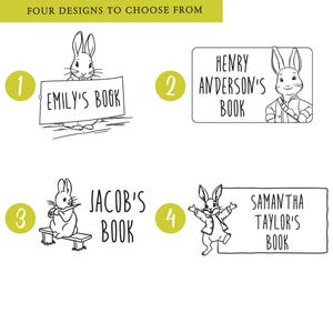 EMBOSSER LIVRE LAPIN avec votre choix de lapin - Cadeau pour les amoureux des livres, lapin de la bibliothèque d'Ex Libris, maman lapin, éventail de livres 152