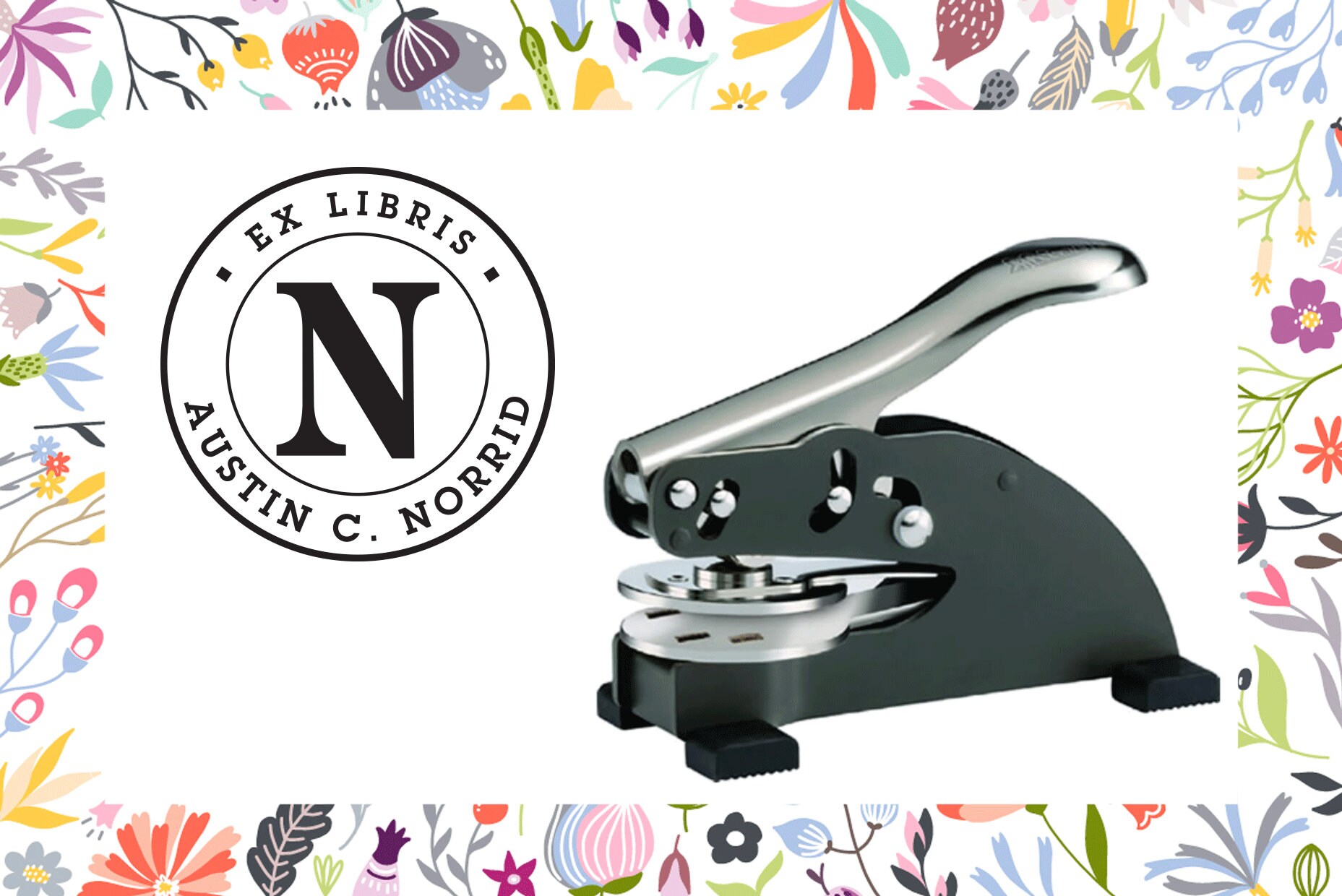 Custom Library Embosser Ex Libris Embosser Monogram Etsy