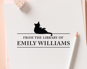 TOP SELLER CAT Book Embosser | Custom Cat Embosser | From the Library of | Cat Lover Gift | Cat Book Plate Stamp | Ex Libris Embosser 108