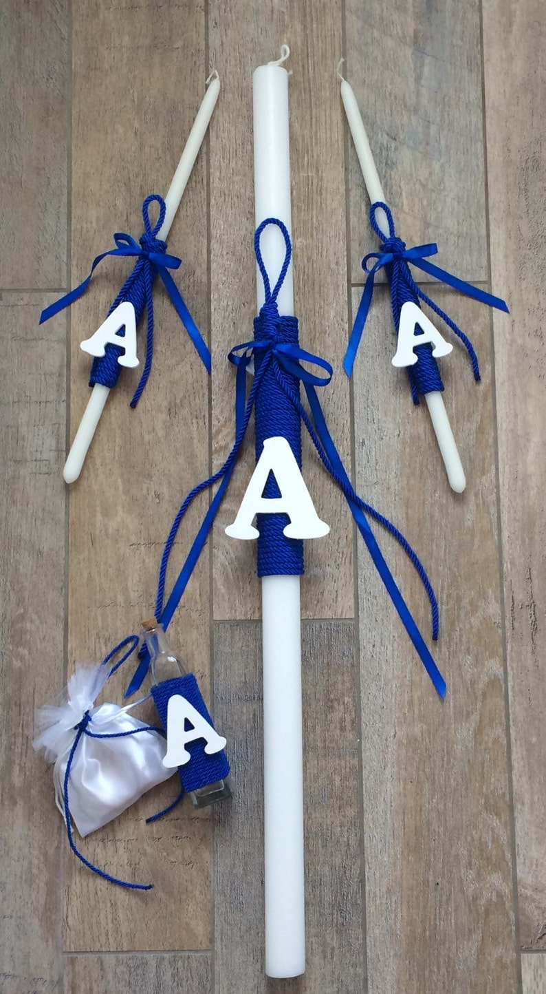 Greek Orthodox Baptism candle set / Lambades Set / Greek Etsy