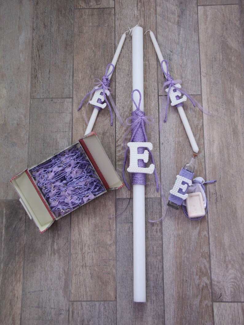 Greek Orthodox Baptism candle set / Lambades Set / Greek Etsy