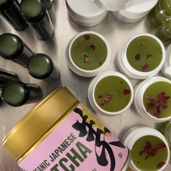 New~ Matcha tea lip balm ~ OMG Yummiest lip balm ever~ with sweet honey peppermint shea hemp beeswax ~ ultra protective moisturizer for lips