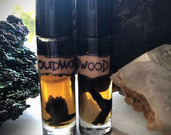 Oud oudwood oil ~ Attar Oud blend perfume oil with tigers eyes crystals