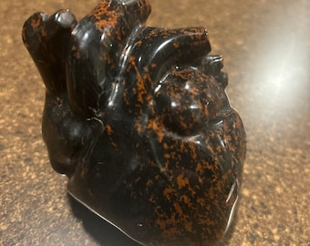 Mahogany Obsidian crystal carved anatomical heart