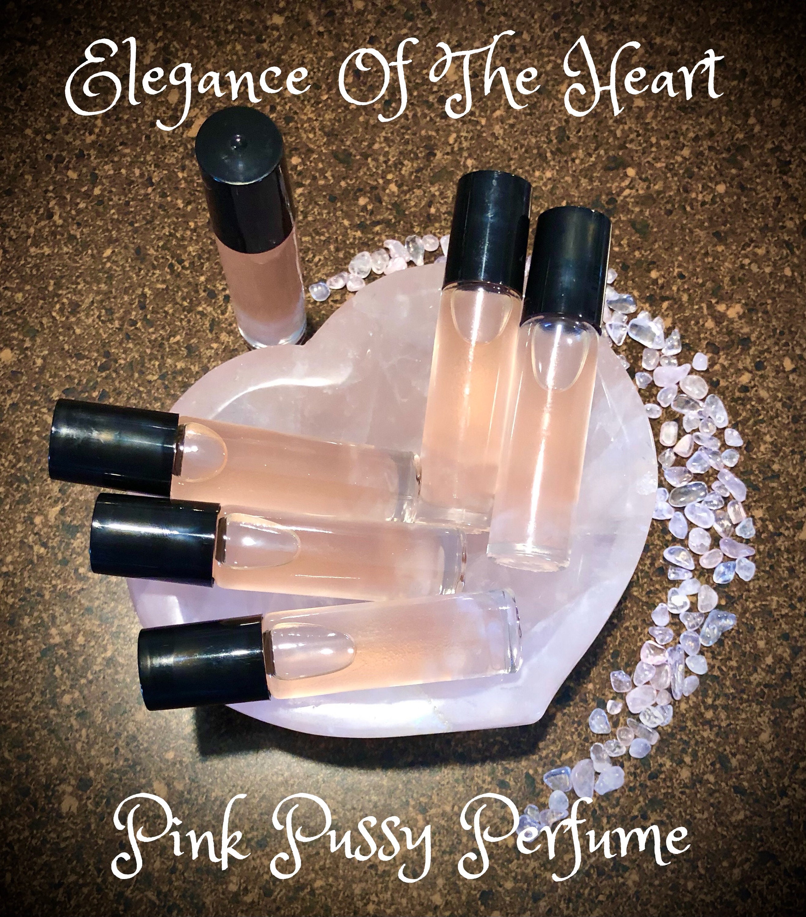 Pink Pussy Cat Perfume Oil With Rose Quartz Crystals Sweet Sexy