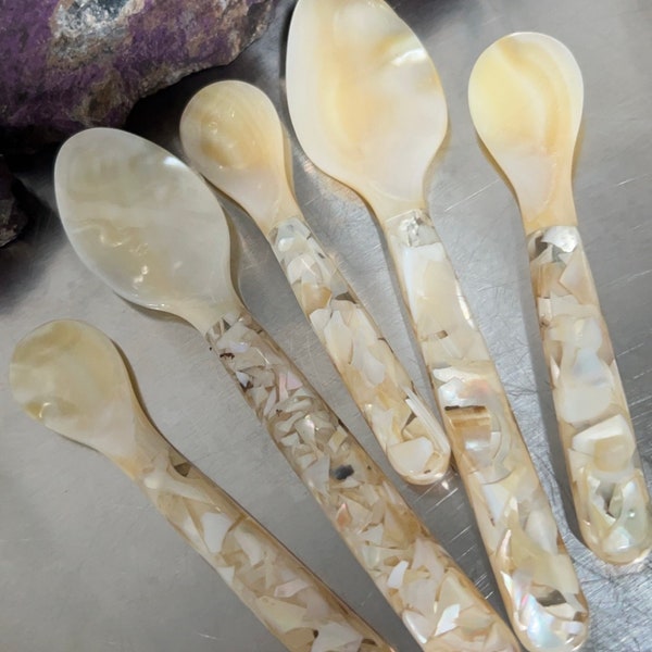 Gorgeous Mother of Pearl Crystal Spoons ~ great for tea and spice and everything witchy nice