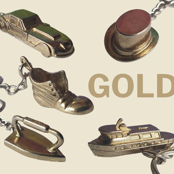 Gold Monopoly Piece Keychain