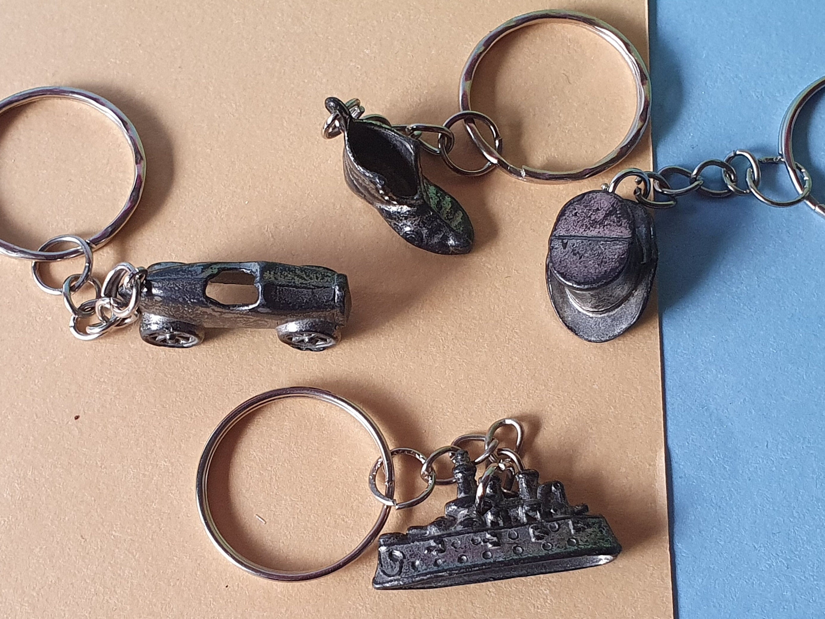 Vintage, Old Monopoly Piece Keychains - Very early version of the game