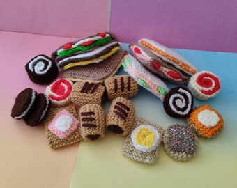Handmade Afternoon Tea Set with Sandwiches, Sausage Rolls, Cakes and Cookies Vintage