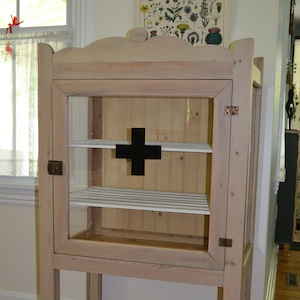 Antique Pine Pie Safe Converted into Medicine or Curio Cabinet Unique One of a Kind Cabinet