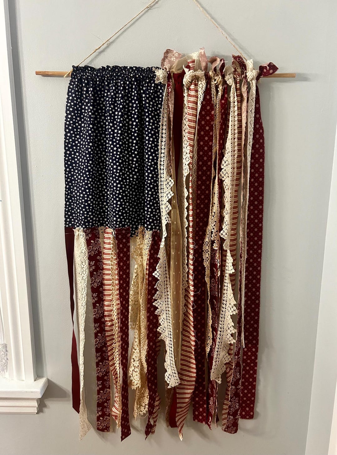 American Rag Flag Made With New and Vintage Hand-stitched Edging - Etsy