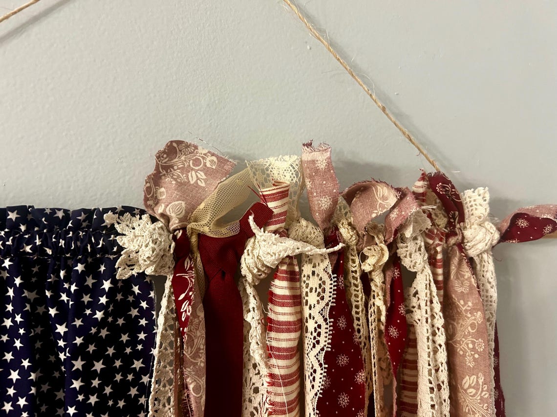 American Rag Flag Made With New and Vintage Hand-stitched Edging - Etsy