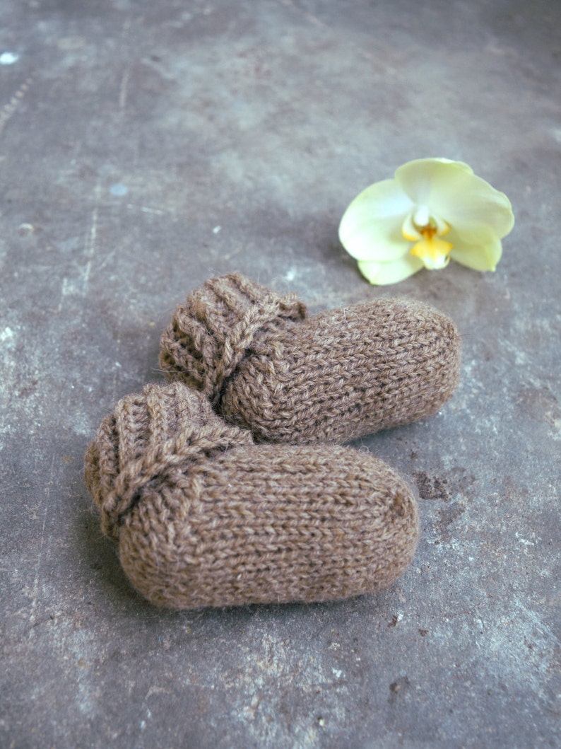 Thick baby alpaca socks soft wool and alpaca kids socks newborn socks cream toddler socks grey baby shower gift brown