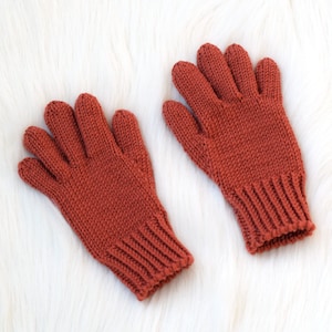 Guantes marrones tejidos a mano, guantes de lana merino 100% para niños o adultos, guantes de invierno talla 3-5 años listos para enviar