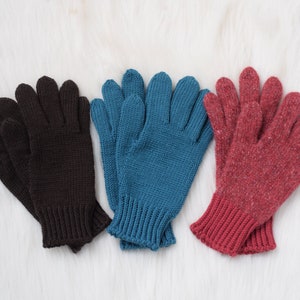 Hand knit gloves for women, teal merino wool gloves, winter gloves, size women S ready to ship image 4
