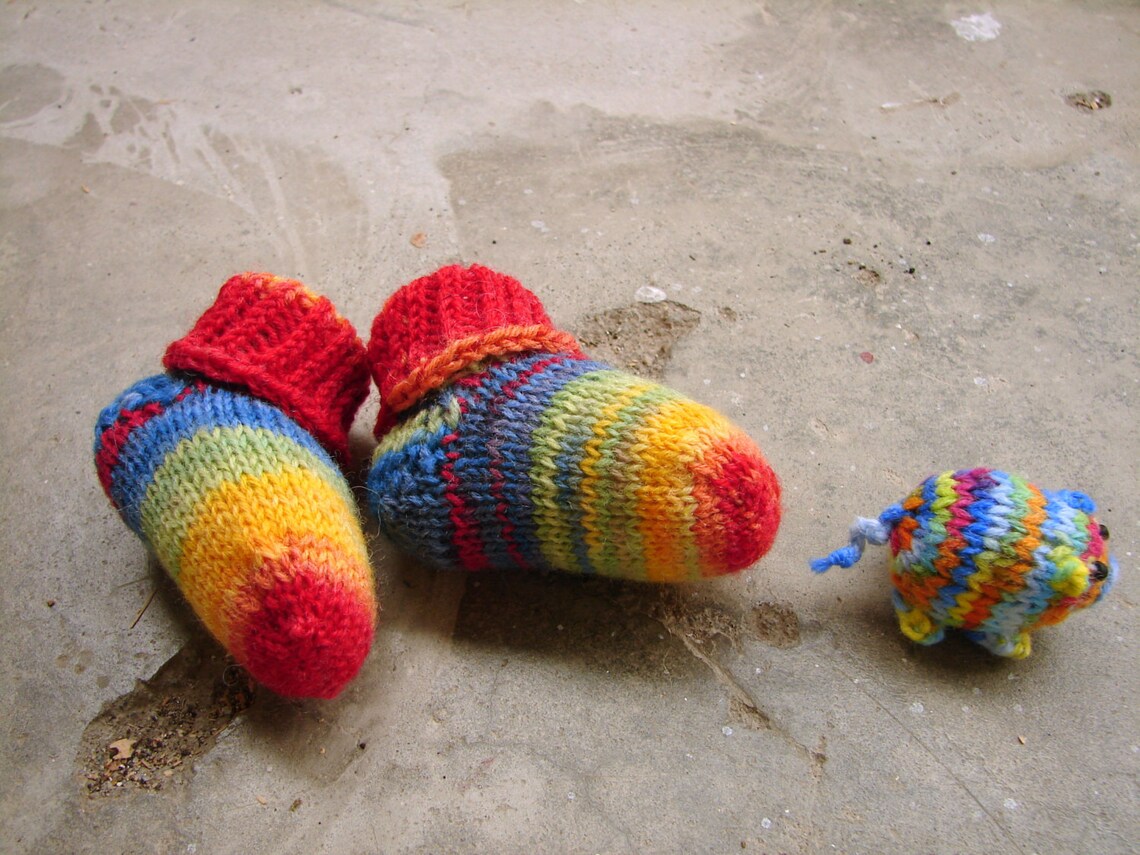 Rainbow Striped Baby Socks Stayon Socks Baby Gift in Red Etsy
