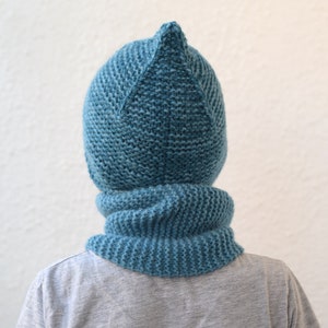 Teal blue earflap hat, alpaca and wool kids pixie hat, toddler hat, chunky hat, choose size and color image 7