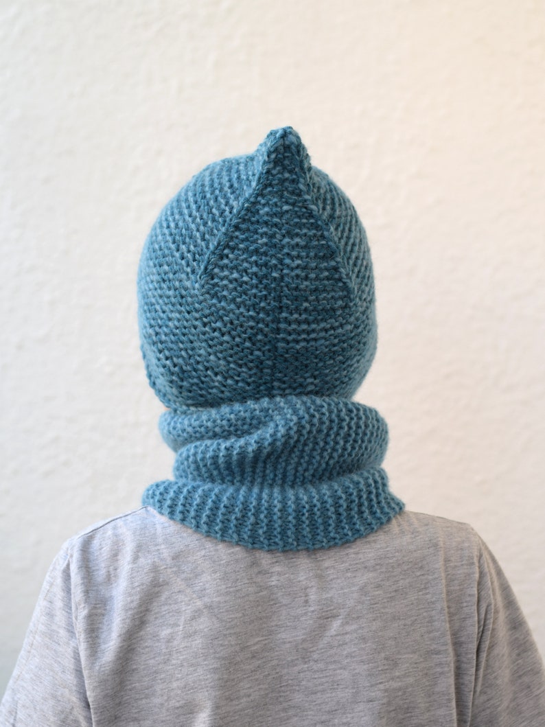 Teal blue earflap hat, alpaca and wool kids pixie hat, toddler hat, chunky hat, choose size and color image 7