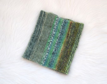 Green tube scarf, wool, mohair and silk mix snood in adult size. Ready to ship.