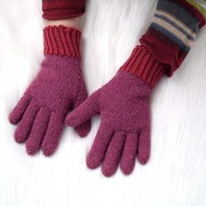 Guantes de alpaca con puños de lana merino, guantes de invierno para niños o adultos tejidos a mano, guantes hechos a pedido, elige tu color y talla