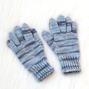 Guantes de lana merino para niños o adultos, guantes grises tejidos a mano, guantes de invierno hechos a pedido.