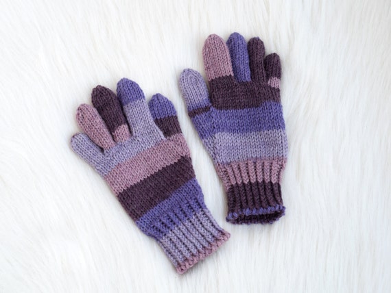 Wool Winter Gloves Women s Gloves in Purple Shades Thick Hand