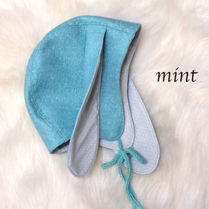 Winter bunny hat, wool baby bonnet, girls bonnet, flower girl bonnet, ready to ship in size 4-6 years, 24 colors available 15. mint