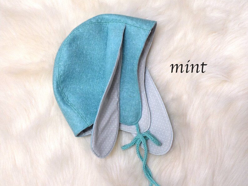 Winter bunny hat, wool baby bonnet, girls bonnet, flower girl bonnet, ready to ship in size 4-6 years, 24 colors available 15. mint