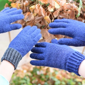Alpaka-Armstulpen in marine mit Merinowolle Stulpen, handgestrickte Winterhandschuhe für Kinder oder Erwachsene, Handschuhe auf Bestellung, wählen Sie Ihre Farbe und Größe