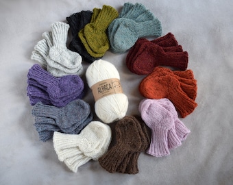 Hand Knit Alpaca Baby Socks: Soft, No-Seam, Newborn Gift