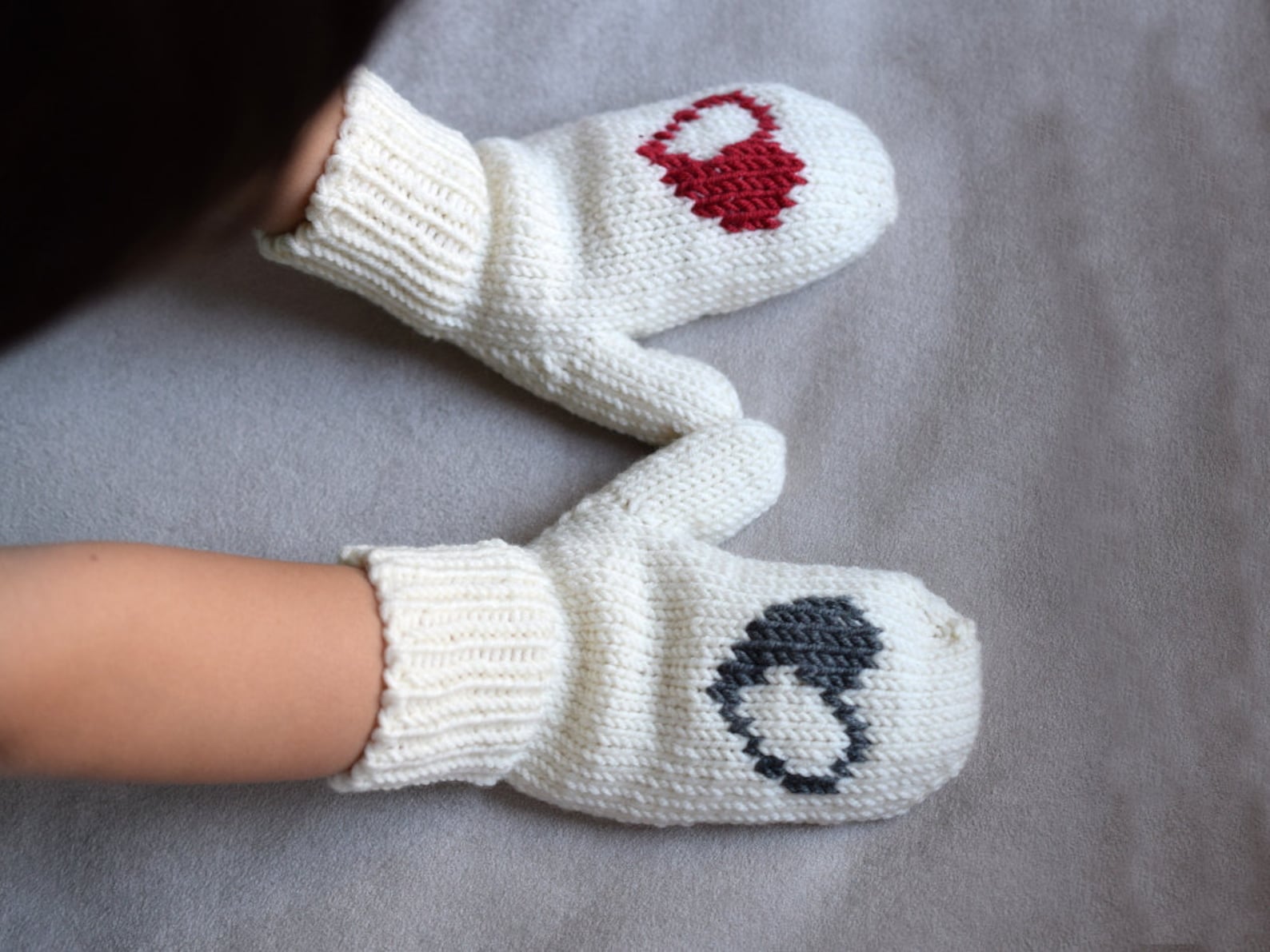 Kids Mittens With Hearts Handknit Childrens Mittens off Etsy