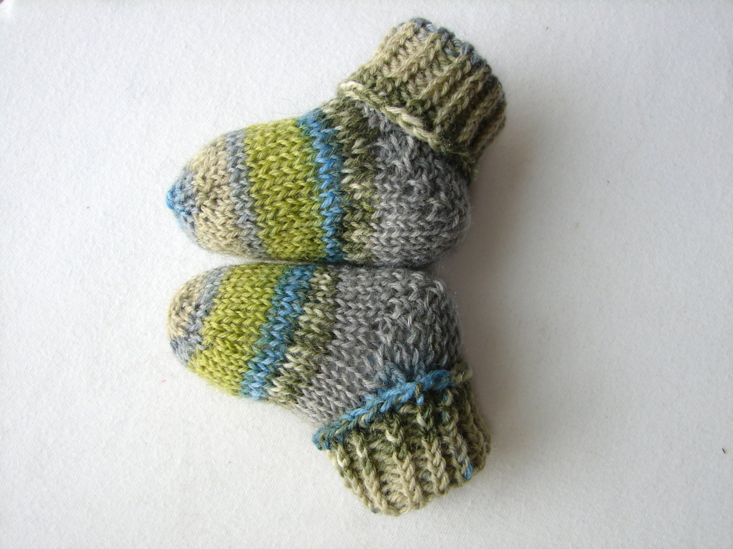 Newborn socks gray green turquoise striped thin wool baby Etsy