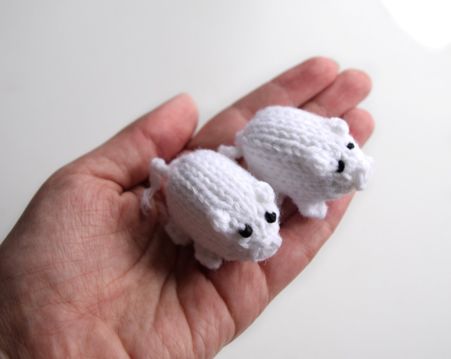 Winter white piggy knitted baby toy miniature pigs stuffed Etsy