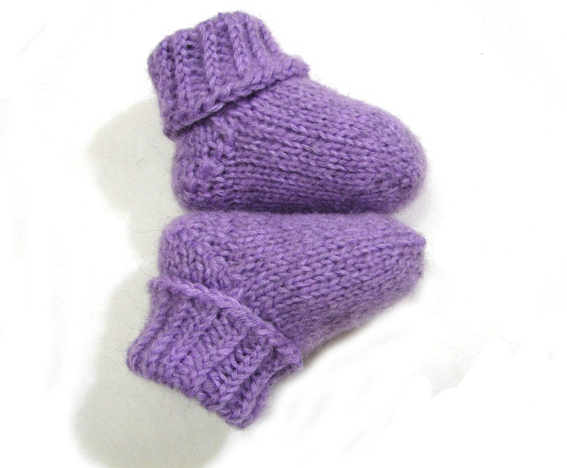 1-1.5 years lilac alpaca and wool blend baby booties choose your size: newborn 3-6 month Lavender color socks 6-12 month