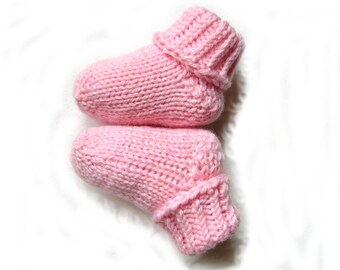 Baby girl socks, pink wool baby booties, hand knit baby socks, baby shower gift idea, newborn, 3-6 month, 6-12 month, choose size