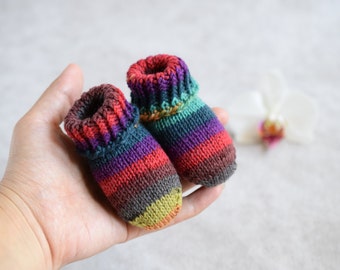Stripey wool socks, baby socks, colorful stripes socks, unisex gift idea, kids socks, stay on socks, handknit, choose size