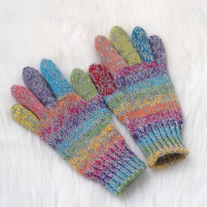 Alpaca and wool rainbow gloves, children's or adult hand knit gloves, winter gloves made to order mismatched A-B