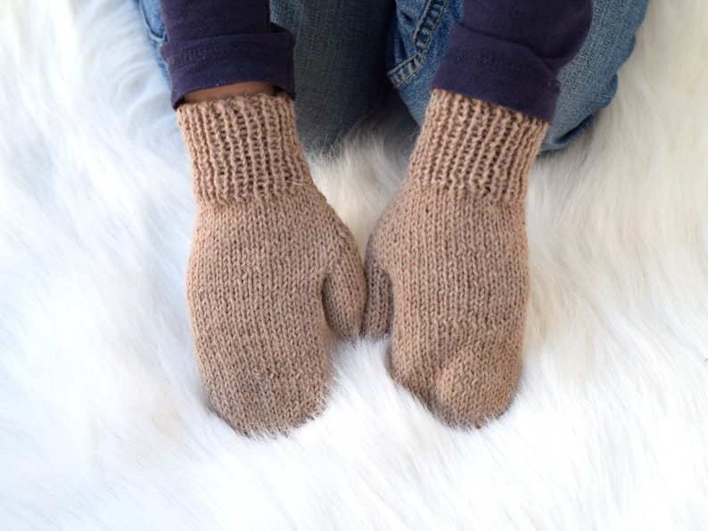 3 to 5 years size ready to ship childrens mittens in sand color Kids alpaca mittens winter accessories natural dyed alpaca