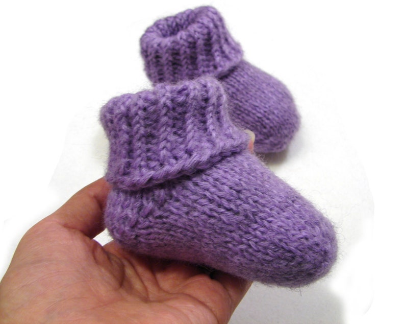 1-1.5 years lilac alpaca and wool blend baby booties choose your size: newborn 3-6 month Lavender color socks 6-12 month