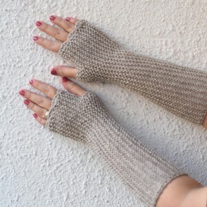 Fingerless mittens for kids or adults in beige, greige or chocolate wool, fingerless gloves, long arm warmers