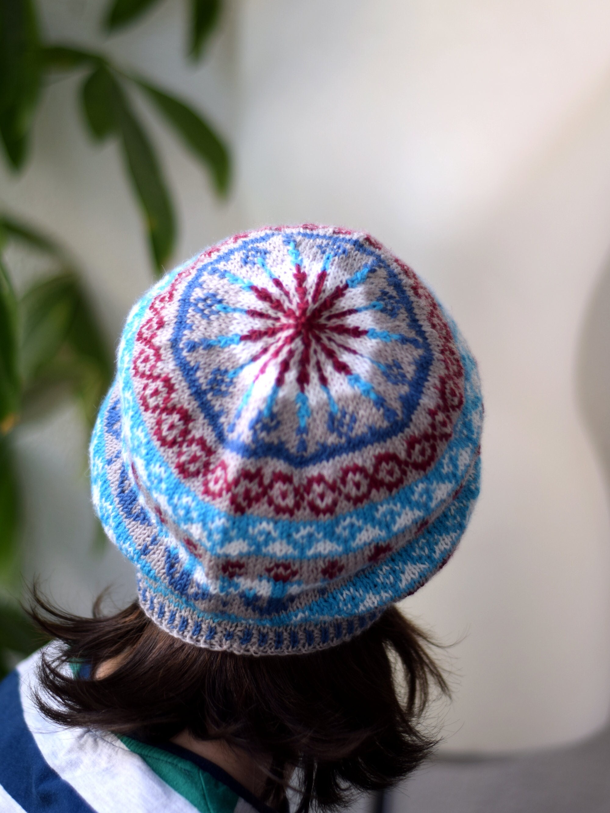 Icelandic Handknit Merino Wool Burgundy Knit Beanie The Southlander - Hand-knit Norwegian Wool Beanie Hat for  main image 3