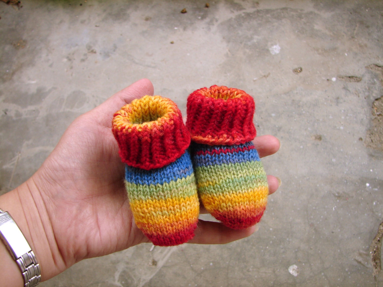 Rainbow Striped Baby Socks Stayon Socks Baby Gift in Red Etsy