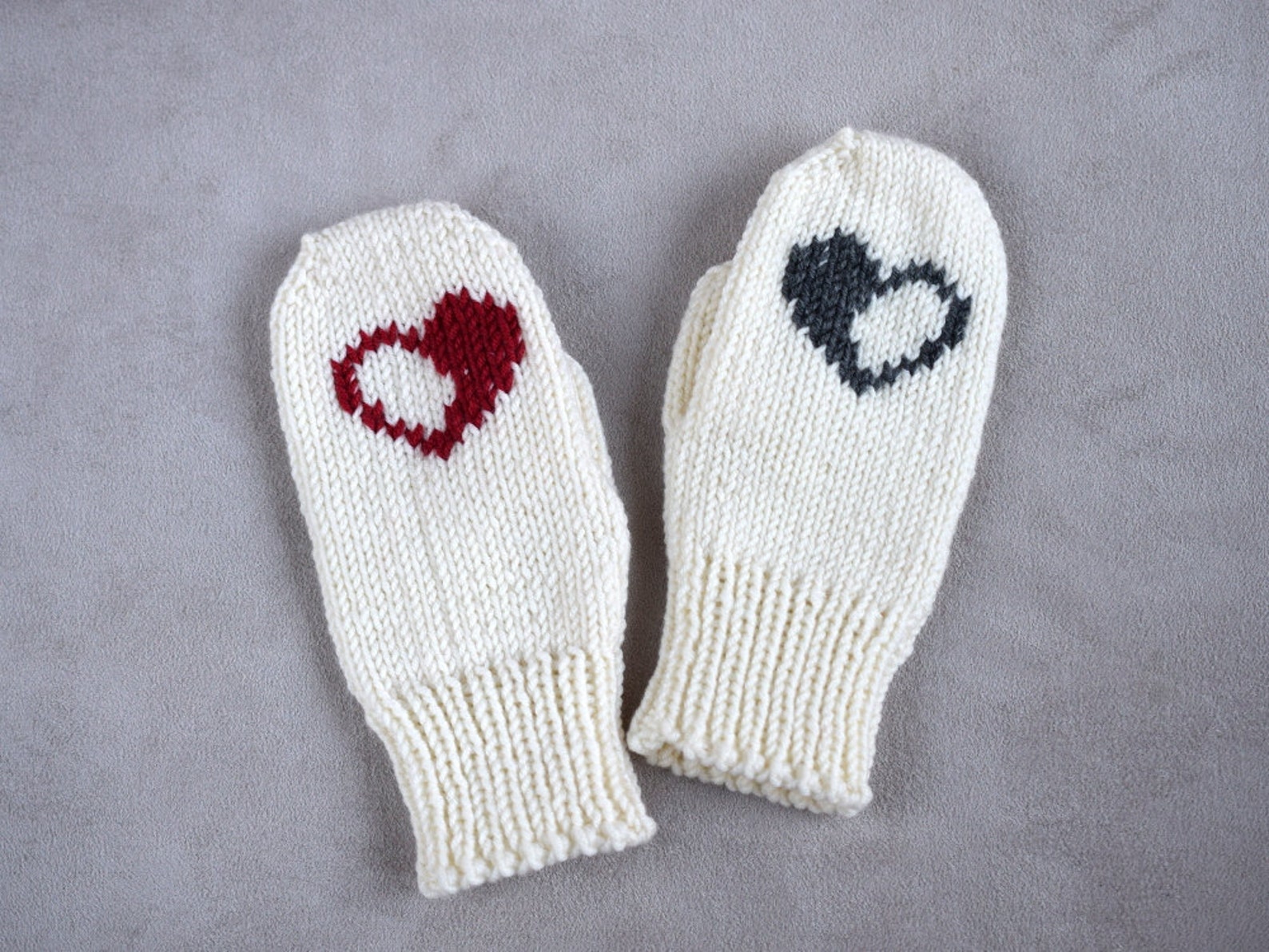 Kids Mittens With Hearts Handknit Childrens Mittens off Etsy