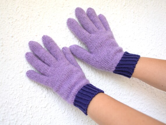 purple winter gloves