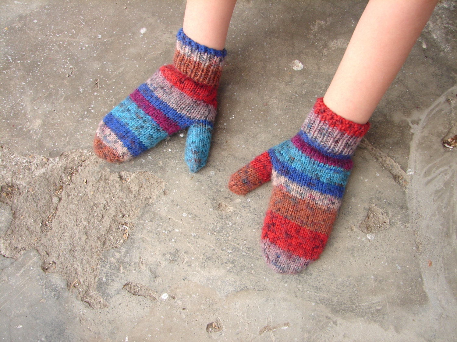 Brown Fun Warm Alpaca Striped Kids Socks Buy One Get One Half Off Red Blue 