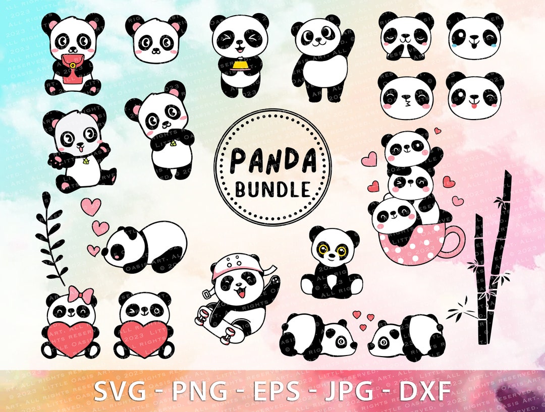 Panda SVG, Panda Bundle Svg, Cute Baby Panda Svg, Cuttable Baby Panda ...