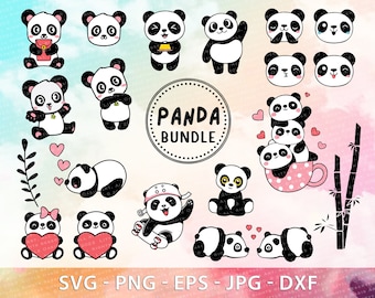 Panda SVG, Panda Bundle svg, Cute Baby Panda svg, Cuttable Baby Panda SVG, Panda svg dxf file for Cricut and Silhouette, Panda line art